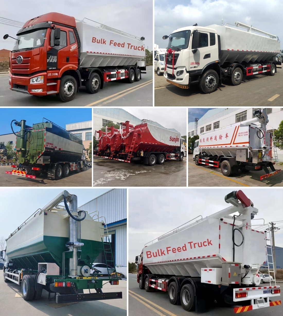 FAW 8X4 25ton 40cbm Large Capacity Bulk Feed Silo Truck with Fast Discharge System for Transport Chicken Feed