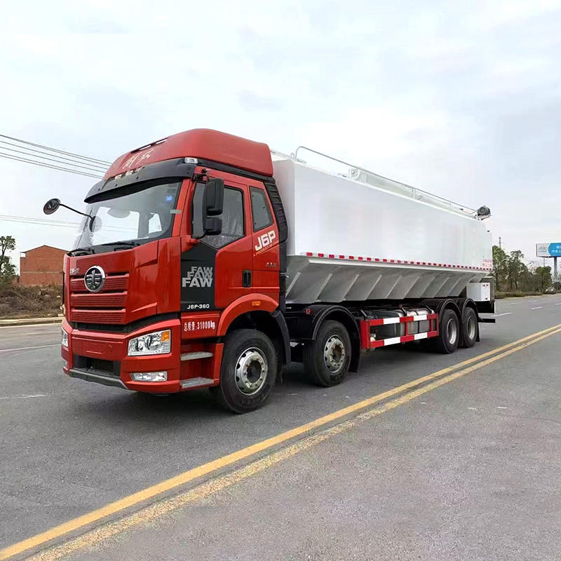 FAW 8X4 25ton 40cbm Large Capacity Bulk Feed Silo Truck with Fast Discharge System for Transport Chicken Feed FAW 8X4 25ton 40cbm Large Capacity Bulk Feed Silo Truck with Fast Discharge System for Transport Chicken Feed
