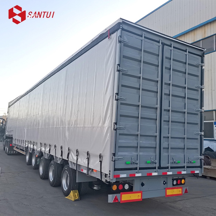 Durable 40 ft Curtain Side Semi Trailer 3 Axles Steel Van Trailer Cold Resistant 