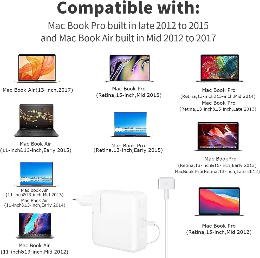 60W MagSafe 2 充电器 MacBook Pro（欧盟、美国、澳大利亚、英国插头）