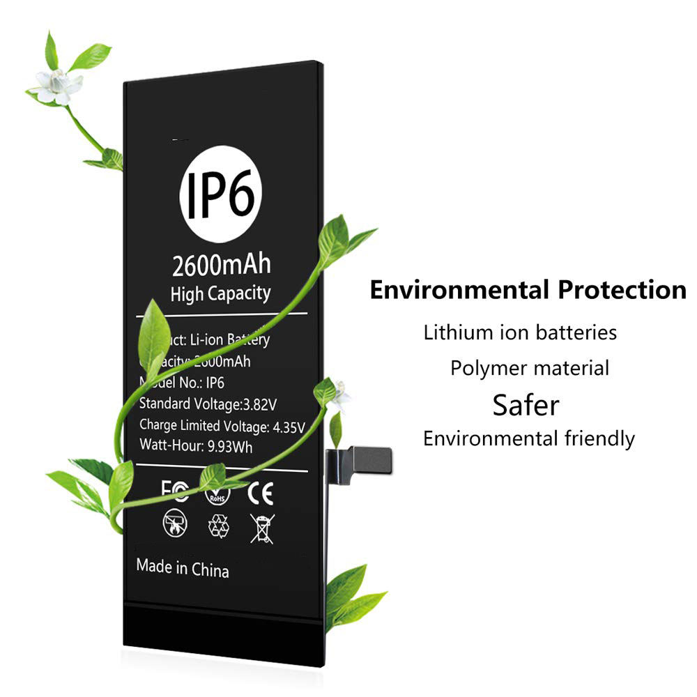 Batería de teléfono móvil de alta calidad adecuada para iPhone 5, 5S, 6, 6S, XR, gran capacidad de 2200mAh, compatible con iPhone 8 Plus