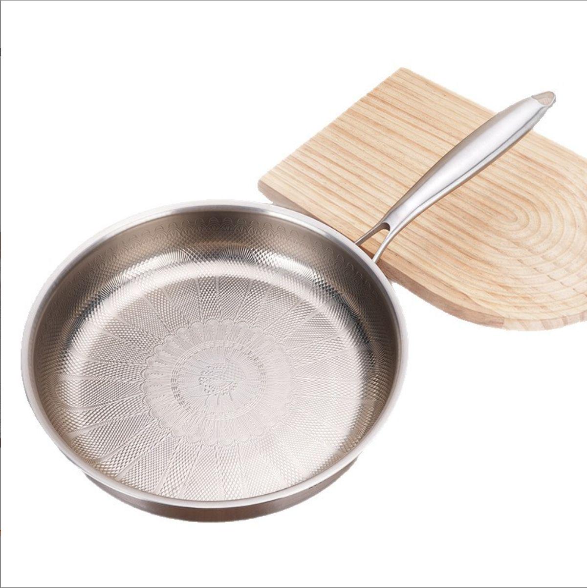  HZIB has titanium 0 uncoated flat-bottom pans for home use, for making steaks, for electric stoves, for gas stoves, for special cooking pots, for deep frying, and with no lids.