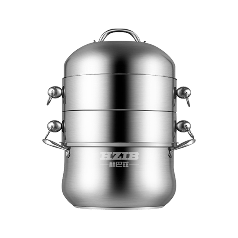 HZIB 304 Stainless Steel 3-Tier Home Steamer: Non-Porous Steamers to Prevent Flavor Mixing, Energy-Efficient Rice & Food Steamer for Authentic Taste