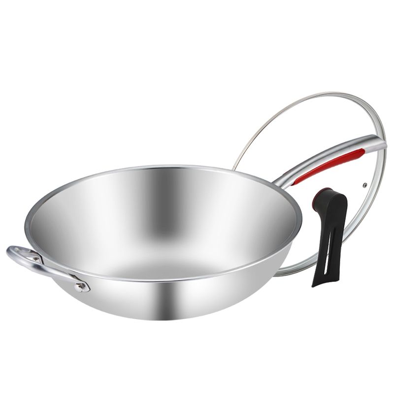 HZIB Uncoated 316 stainless steel frying pan with glass lid