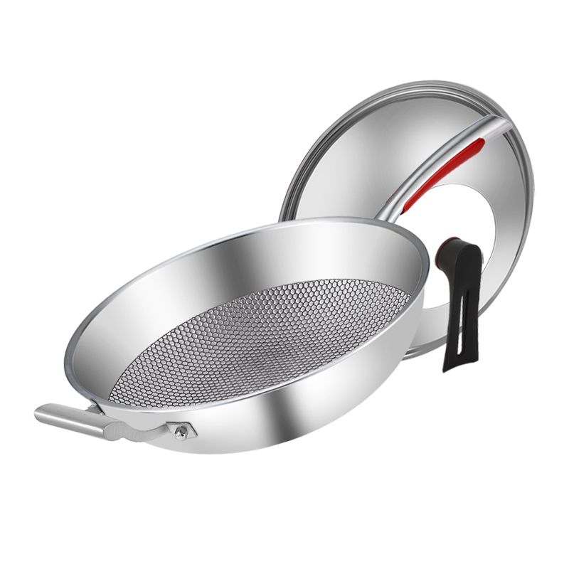 HZIB Fish scale 316 stainless steel frying pan set with a lid