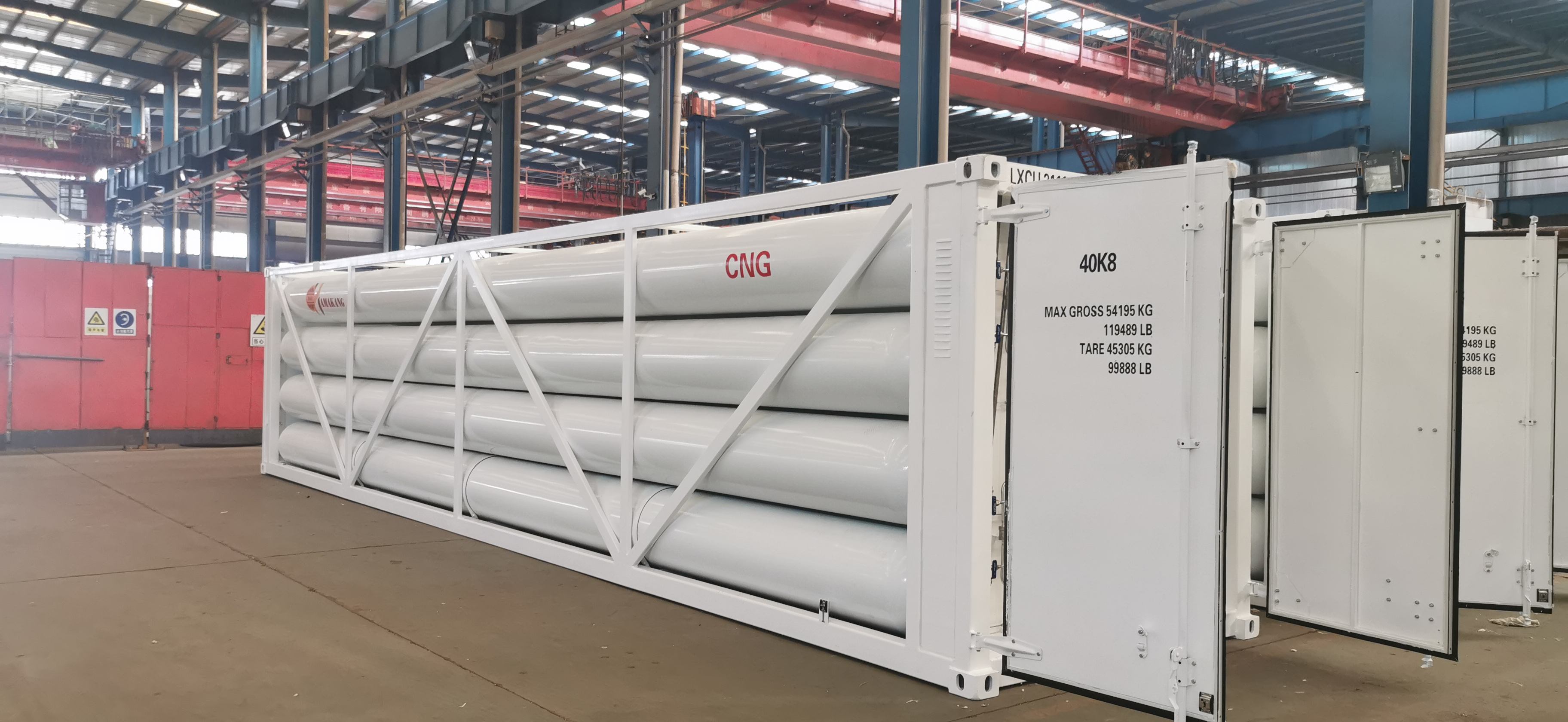 CNG hydrogen pipeline, 6-12 gas cylinders bundled together