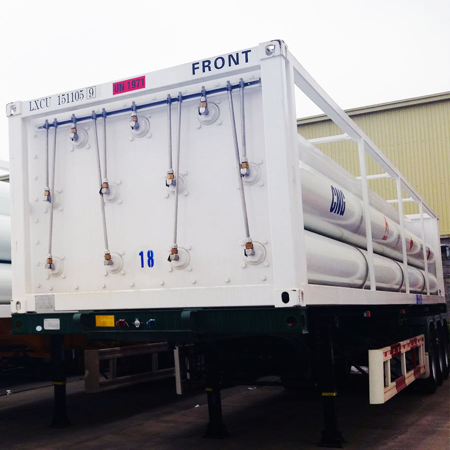 Compressed Natural  8-Tube Bundle Skid CNG Storage Container Trailer Large Volume Seamless Steel Cylinder