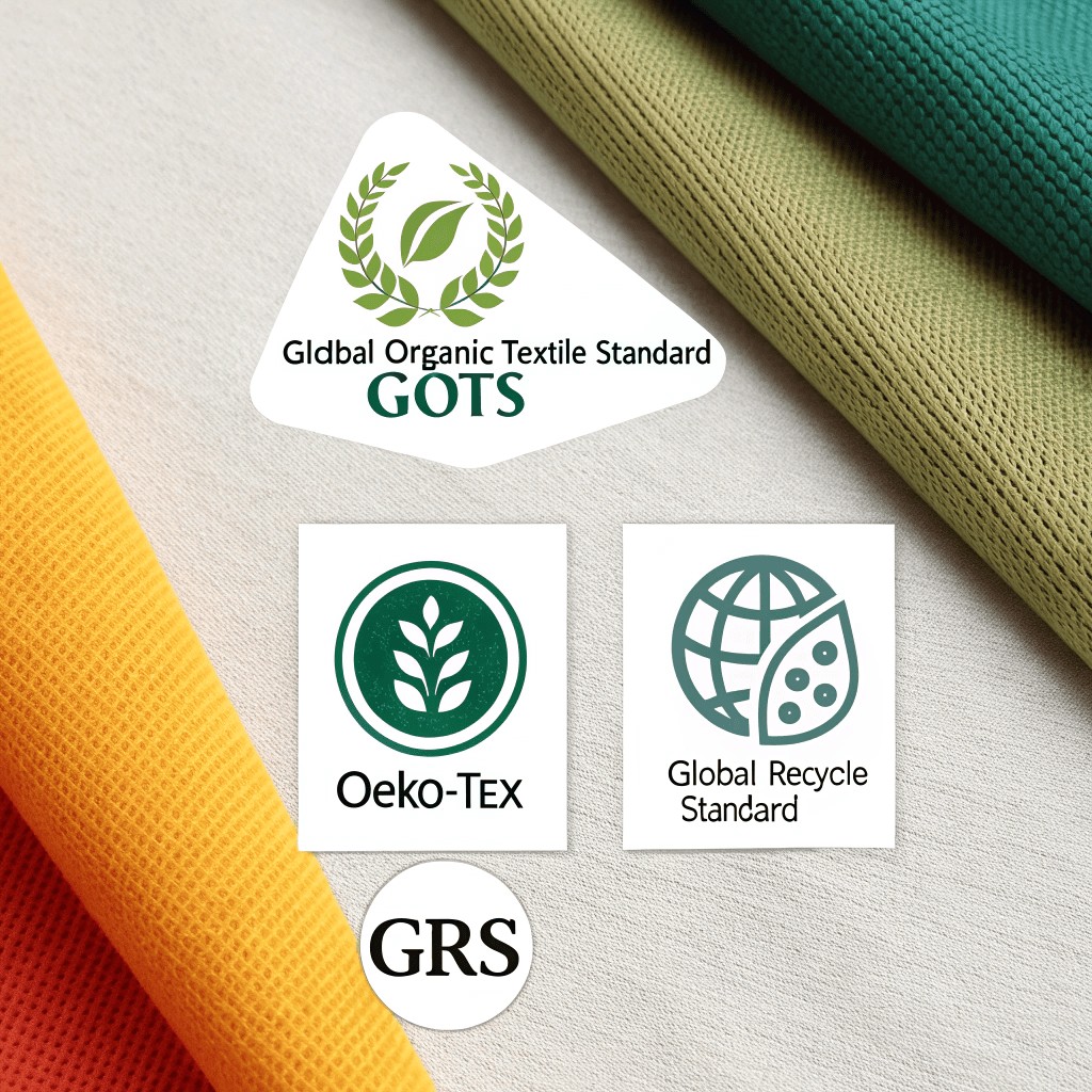 a collage of gots oeko tex and grs logos on fabr a collage of gots oeko tex and grs logos on fabr