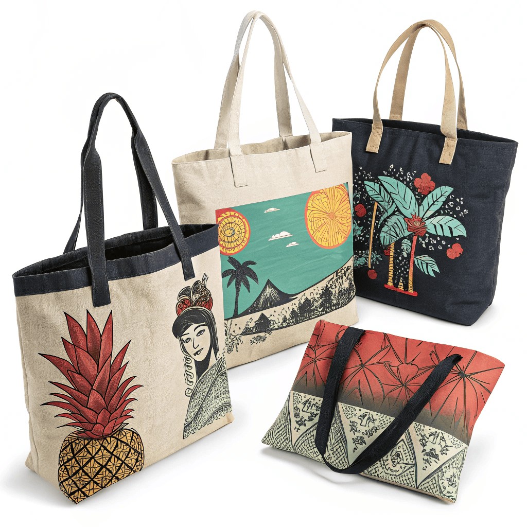a collage of different custom tote bags showing va a collage of different custom tote bags showing va