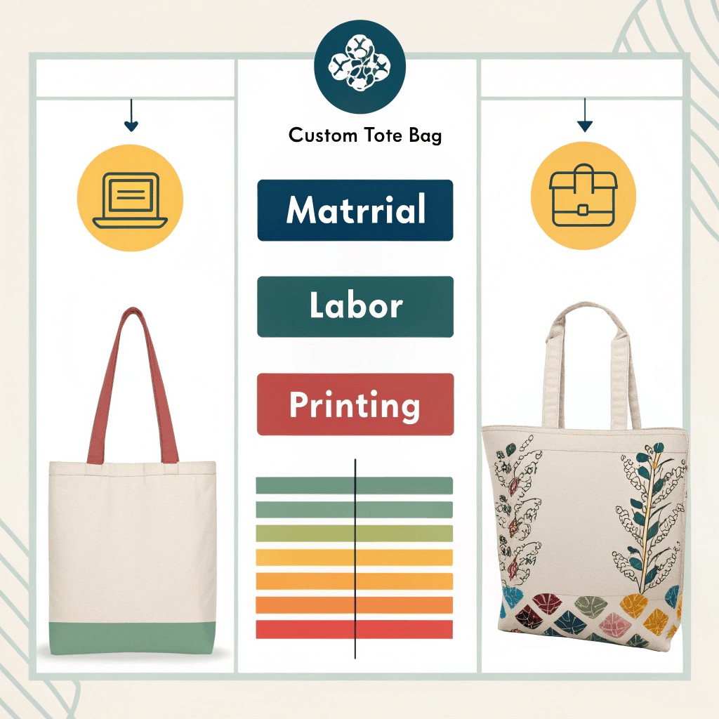 a cost breakdown infographic for a custom tote bag a cost breakdown infographic for a custom tote bag