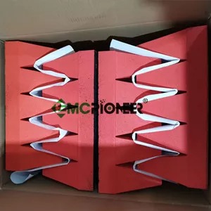 Truncated painted foam absorber ready for shipment