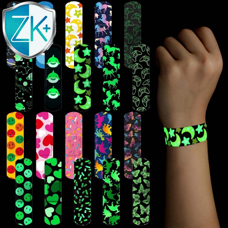 Glow in the Dark Bandage for Kids, CE ISO Medical Luminous Adhesive Plaster, PE Elastic Fabric, OEM ODM Private Label