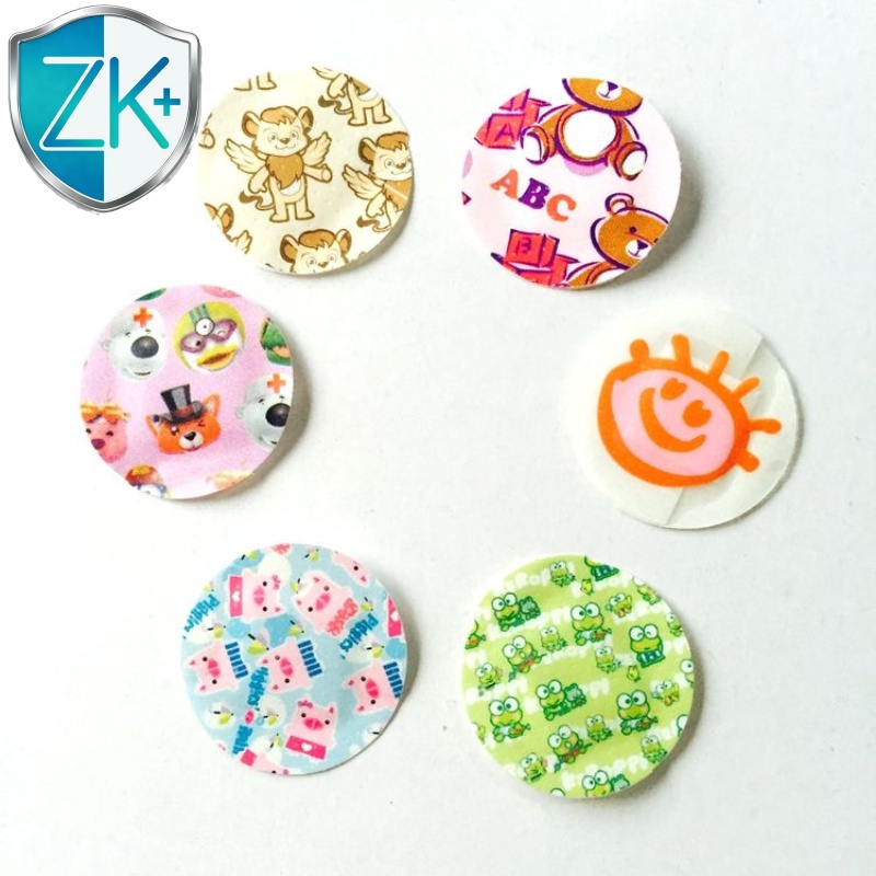 Colorful Waterproof Kids Cute Cartoon Non-woven Adhesive Bandages, Round Spot, Custom Shapes & Sizes