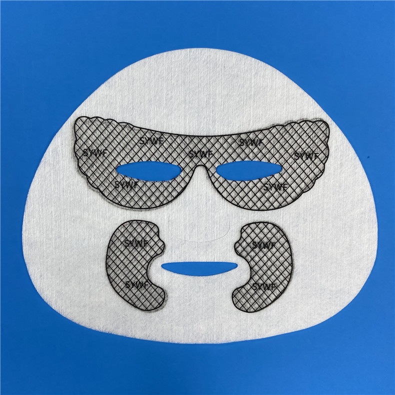 Disposable, uncompressed, single-piece printed facial mask sheet