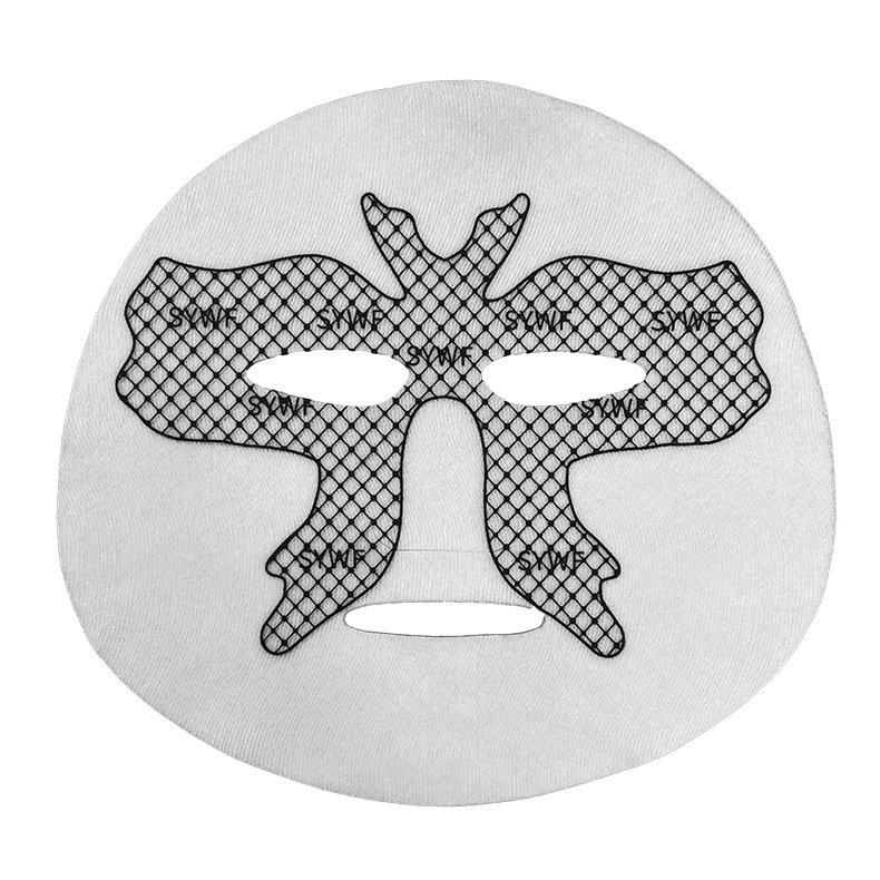 Disposable, uncompressed, single-piece printed facial mask sheet