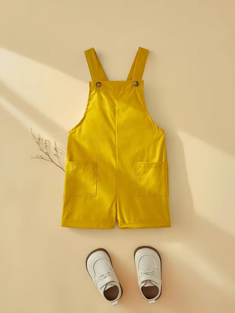 Baby Boy Yellow Suspender Overalls Infant Toddler Romper Jumpsuit with Pockets, Casual Style, Solid Color, SpringSummer Season, for Outdoor Baby Boy Yellow Suspender Overalls Infant Toddler Romper Jumpsuit with Pockets, Casual Style, Solid Color, SpringSummer Season, for Outdoor