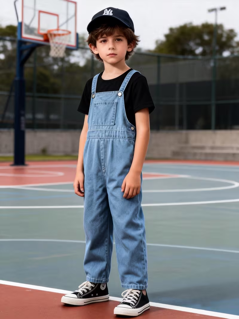 Boys' Denim Overalls Kids Jumpsuits with Pockets & Short Sleeve T-shirt Top 2pcs Set Spring/Summer Casual Outfit Boys' Denim Overalls Kids Jumpsuits with Pockets & Short Sleeve T-shirt Top 2pcs Set Spring/Summer Casual Outfit