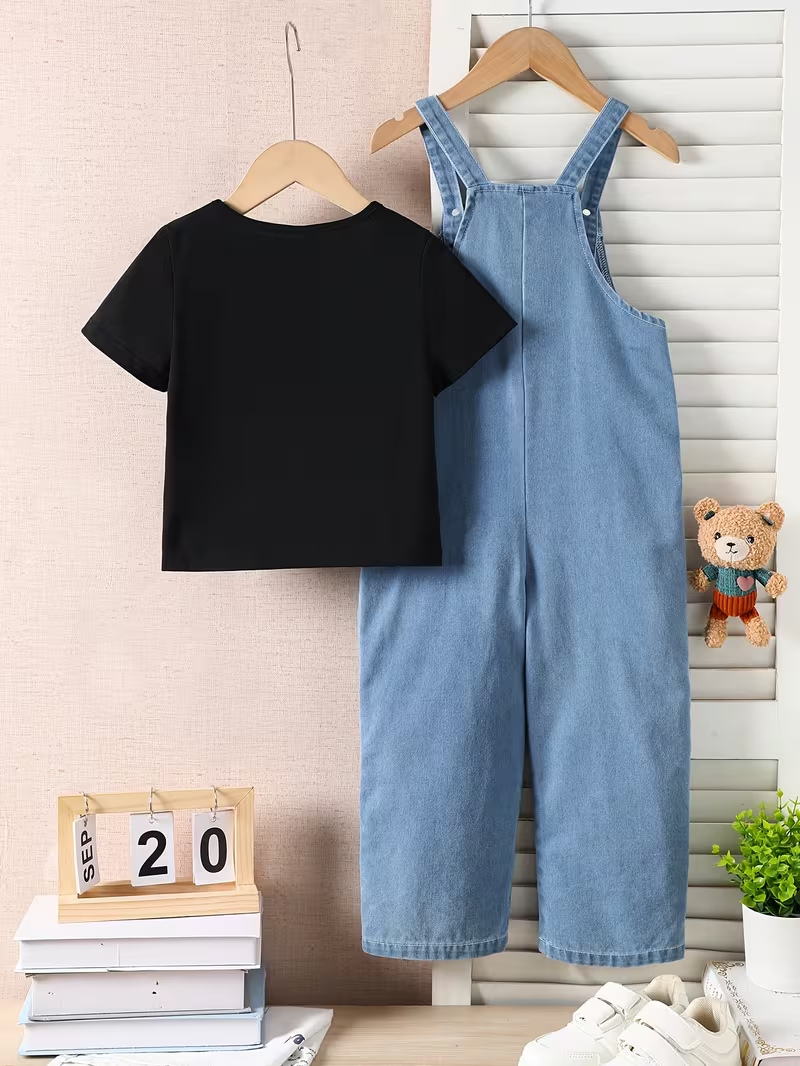 Boys' Denim Overalls Kids Jumpsuits with Pockets & Short Sleeve T-shirt Top 2pcs Set Spring/Summer Casual Outfit Boys' Denim Overalls Kids Jumpsuits with Pockets & Short Sleeve T-shirt Top 2pcs Set Spring/Summer Casual Outfit