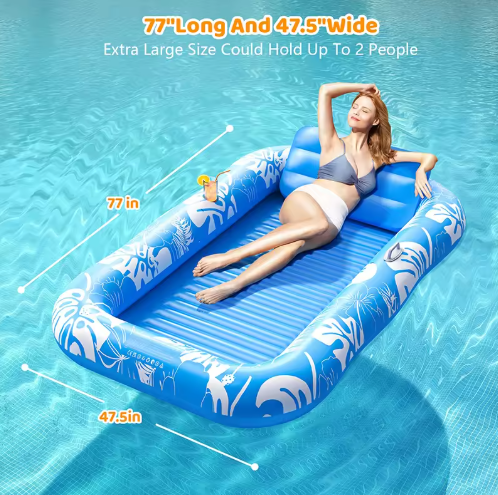 Inflatable floating mattress swimming pool beach