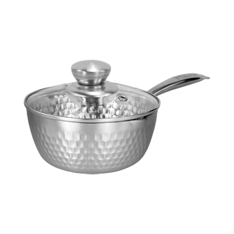 HZIB casserole en acier inoxydable 304 non revêtu, pot à lait, pot de cuisson pour aliments pour bébés de style japonais et pot à nouilles