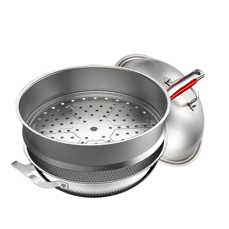  Poêle anti-bactérienne en acier inoxydable HZIB 316 avec couvercle en acier inoxydable et panier vapeur