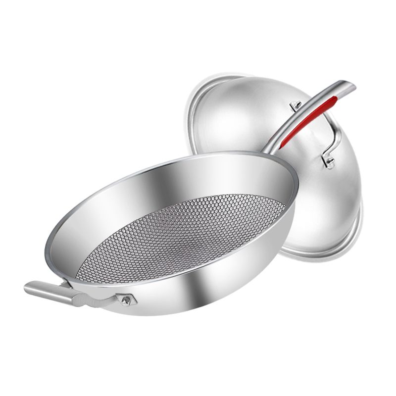 Poêle à frire en acier inoxydable 316 HZIB Fish scale model avec couvercle en acier inoxydable