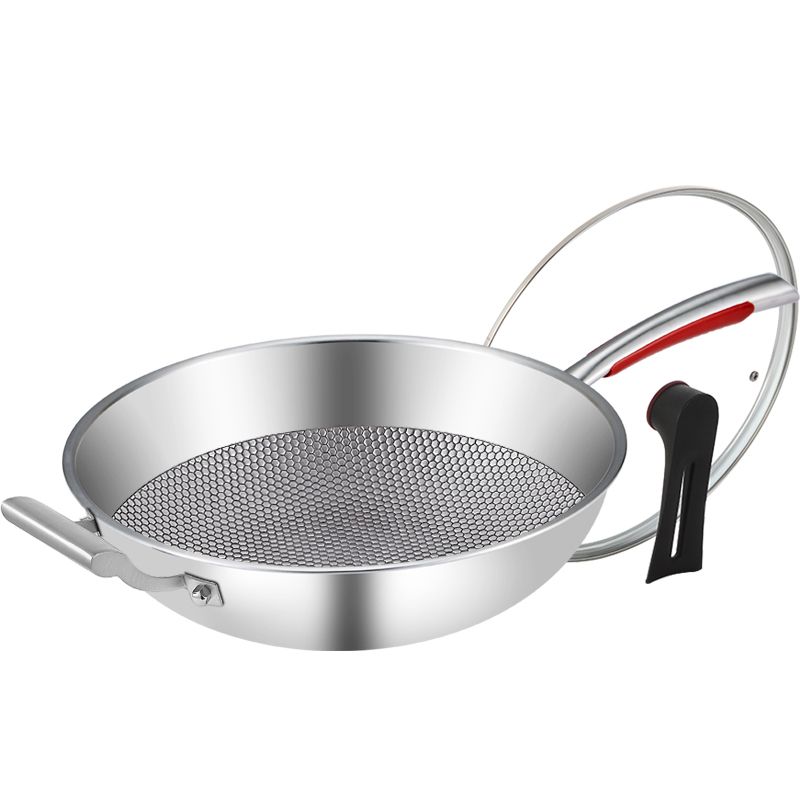 Poêle à frire en acier inoxydable 316 HZIB Fish scale avec couvercle en verre