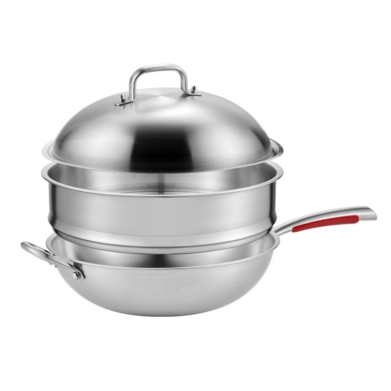 Sartén de acero inoxidable modelo 316 sin recubrimiento HZIB con tapa de acero inoxidable y vaporera