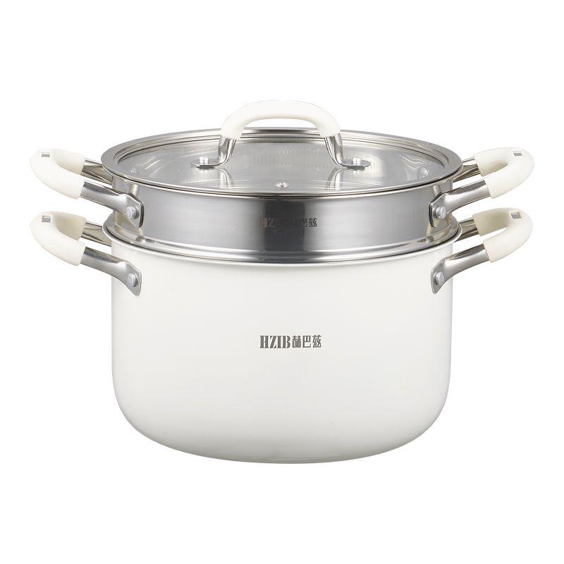  HZIB 304 acero inoxidable de grado alimenticio vaporera doméstica de cerámica y acero especialmente diseñada para cocinar con fondo grueso, guisar y hacer sopas con una canasta de vapor