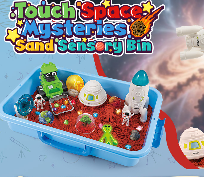  Magic Sand Set, Sand Toy Sand Set with Play Sand, Glow-in-the-dark Aliens and Gemstones,Sand Toys Sandbox Christmas Gift for Kids 3-8 Years