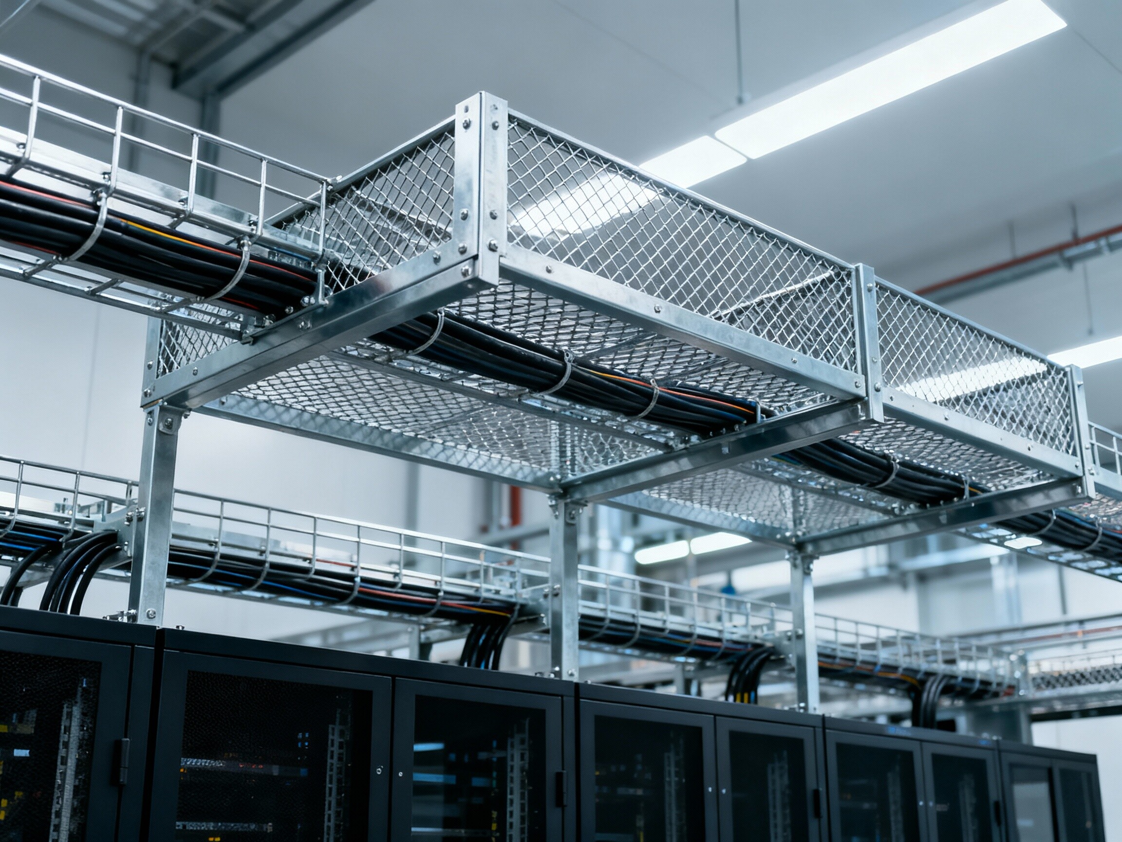 La bandeja de cables de malla metálica es una estructura de metal o no metálica utilizada para soportar y proteger cables.