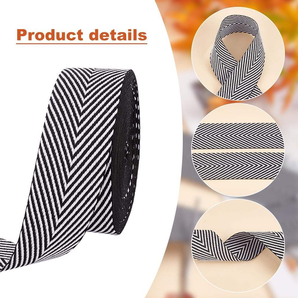 Craftsmanship elastic stripe polyester ribbon black and white herringbone cotton tape sewing handbag clothing belt hat