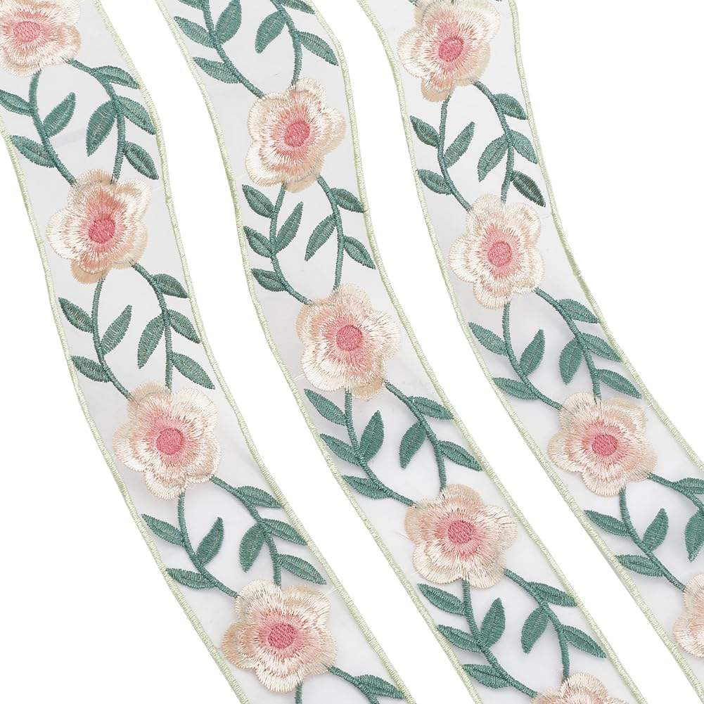 5cm ethnic style handmade DIY floral headband, creative retro mesh embroidery and lace trim
