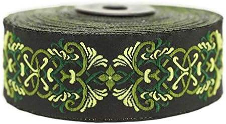 3.5cm Celtic knot green jacquard ribbon decoration embroidery sewing belt woven border