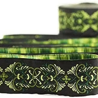 3.5cm Celtic knot green jacquard ribbon decoration embroidery sewing belt woven border