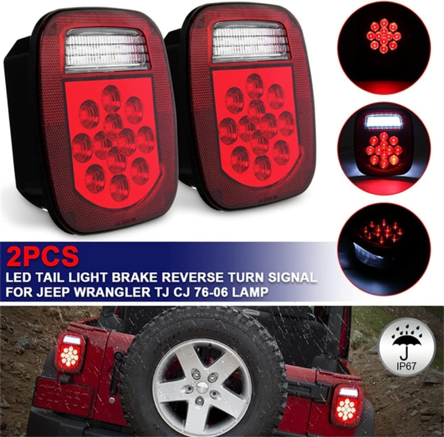 Car Rear Tail Light For Jeep Wrangler TJ CJ 76-06
