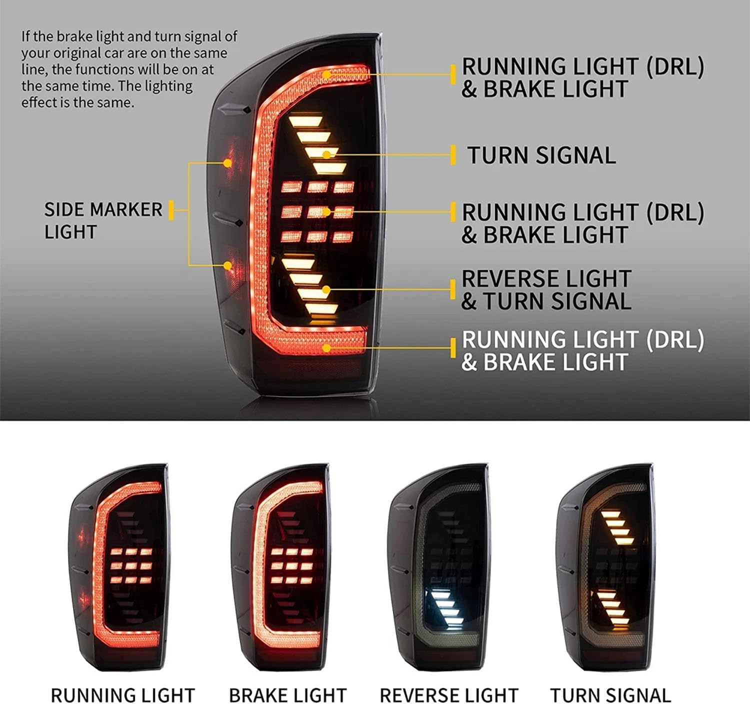 Car Rear Tail Light For Toyota Tacoma TRD Off Road SR5 SR TRD Pro TRD Sport Limited 2016-2021