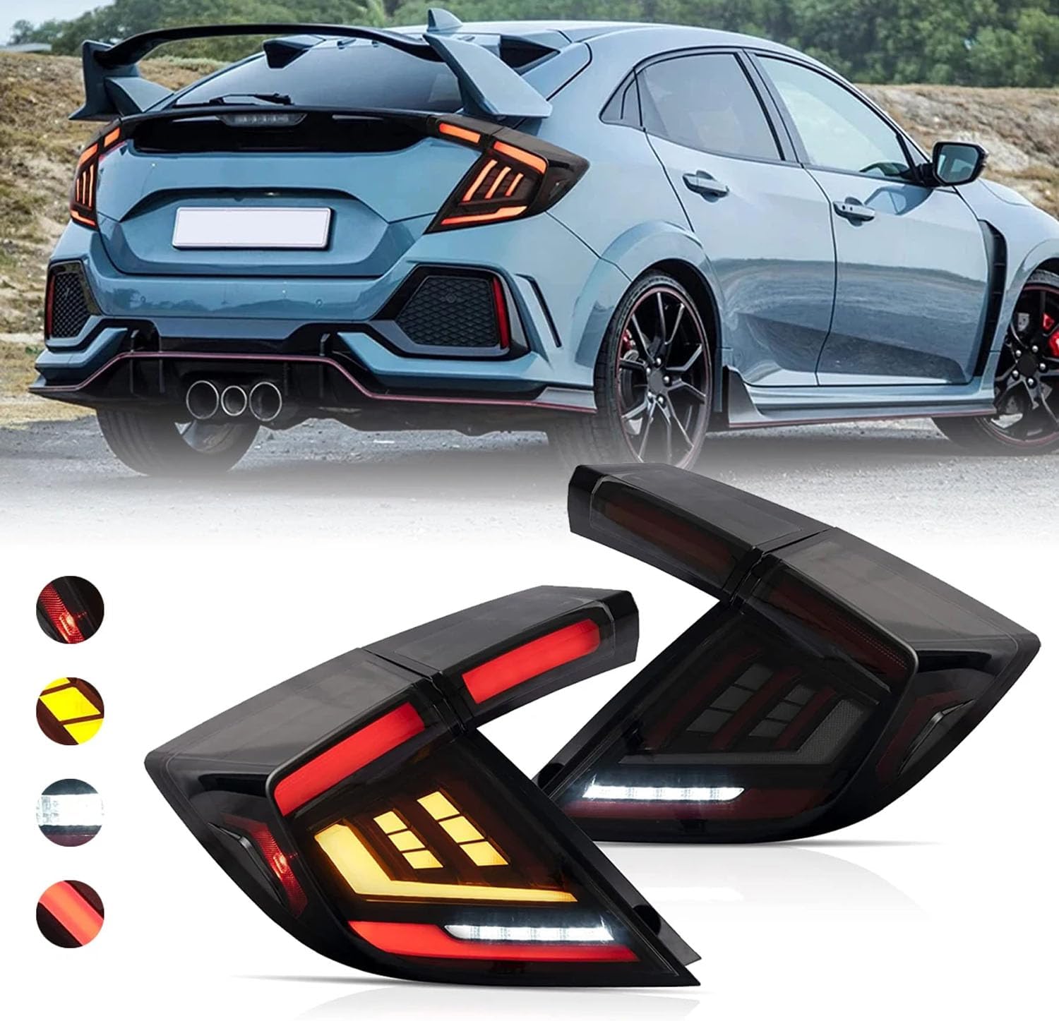 Car Rear Tail Light For Honda Civic Hatchback 2018 2019 2020 2021 2022