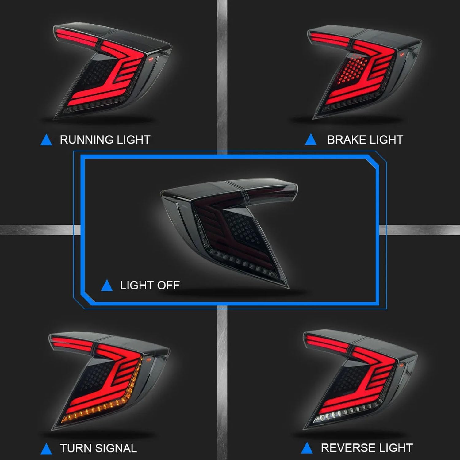 Car Rear Tail Light For Civic Hatchback 10th Generación 2020 2021