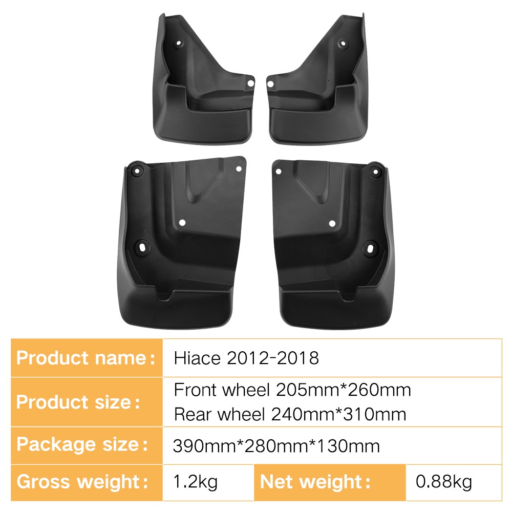 Mudguards for Toyota Hiace 2012-2018