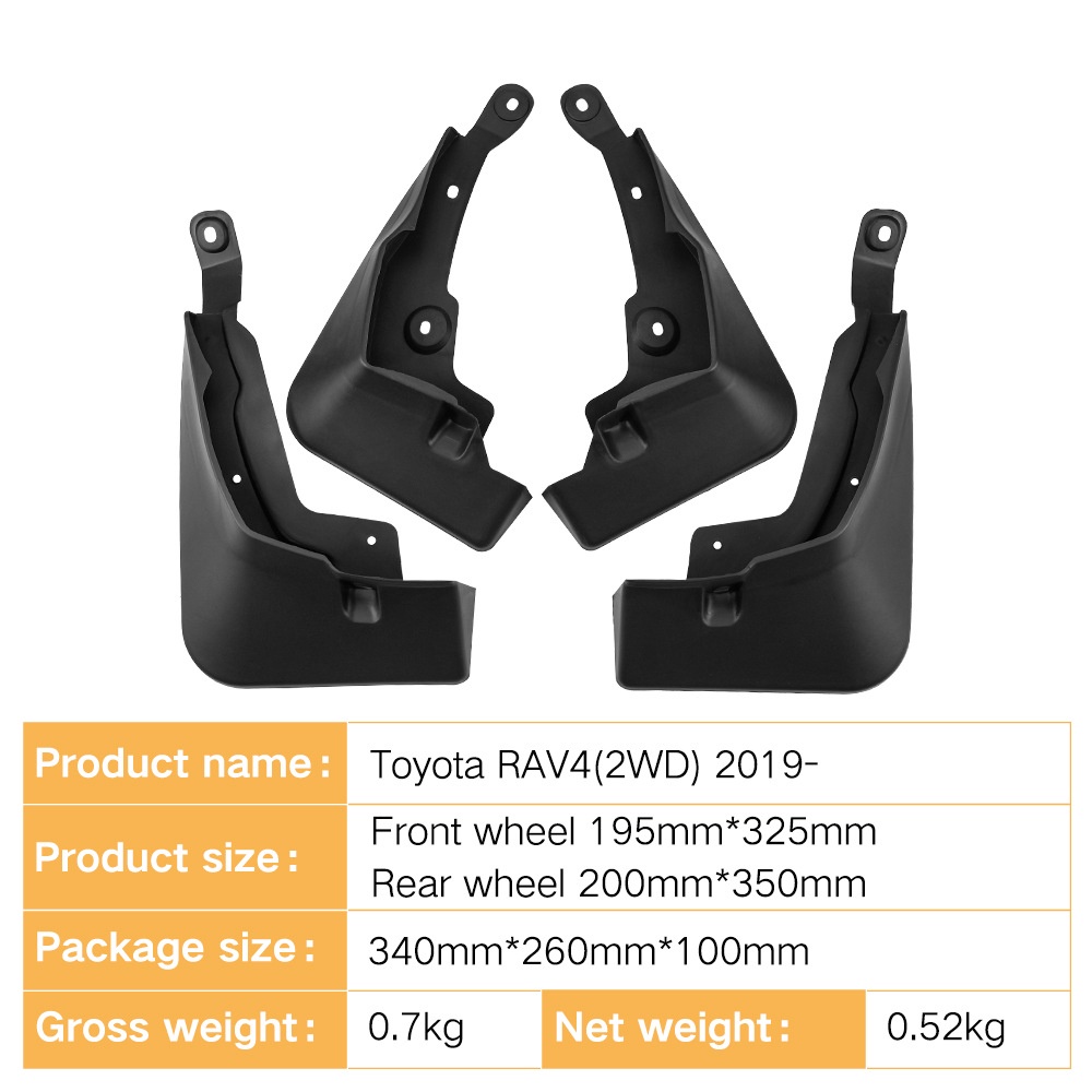 Mudguards for Toyota RAV4 2019-2025 2WD without running boards