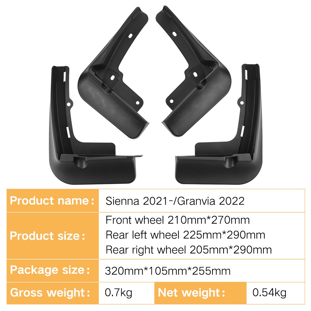 Mudguards for Toyota Granvia 22 Sienna 2021-2025