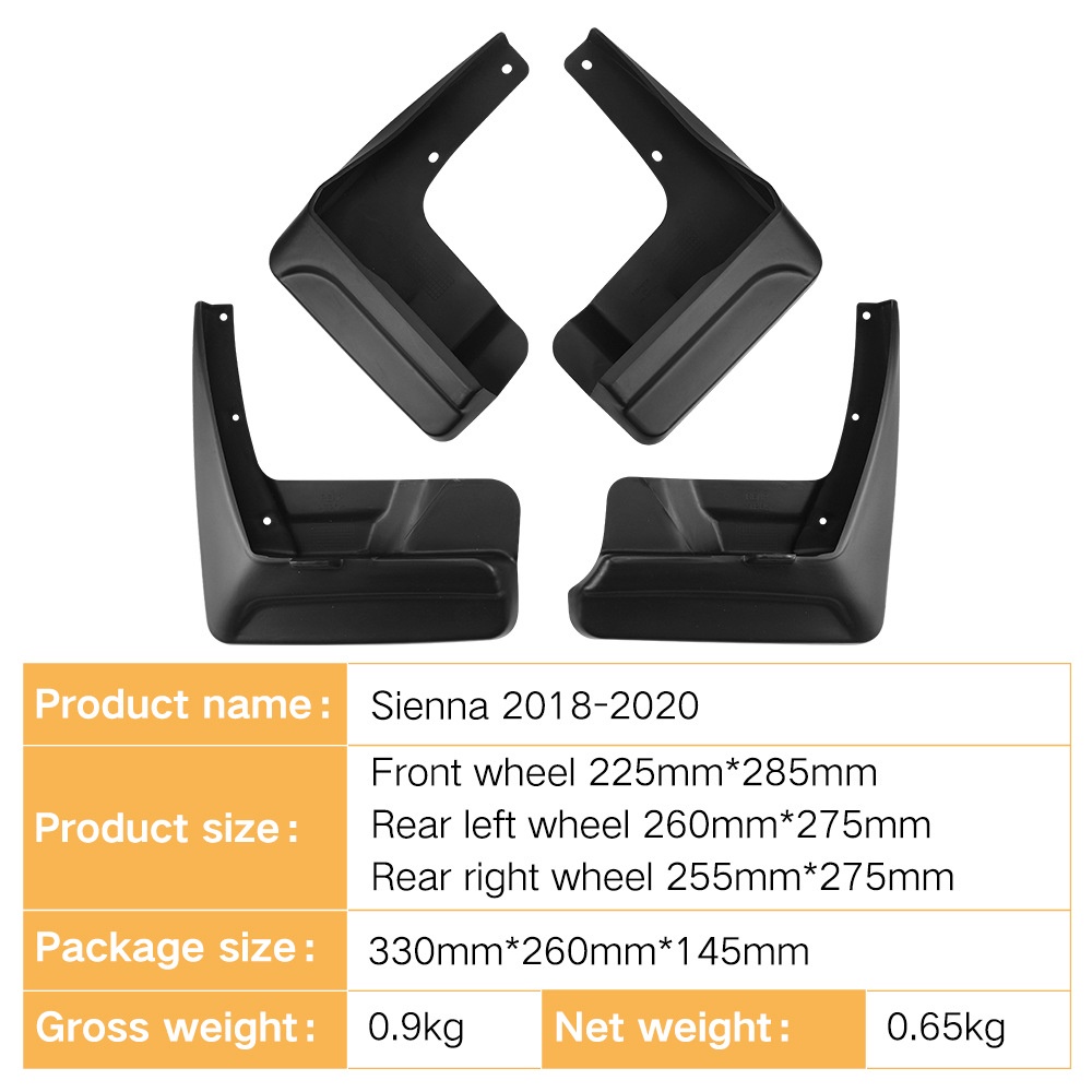 Mudguards for Toyota Sienna 2018-2020