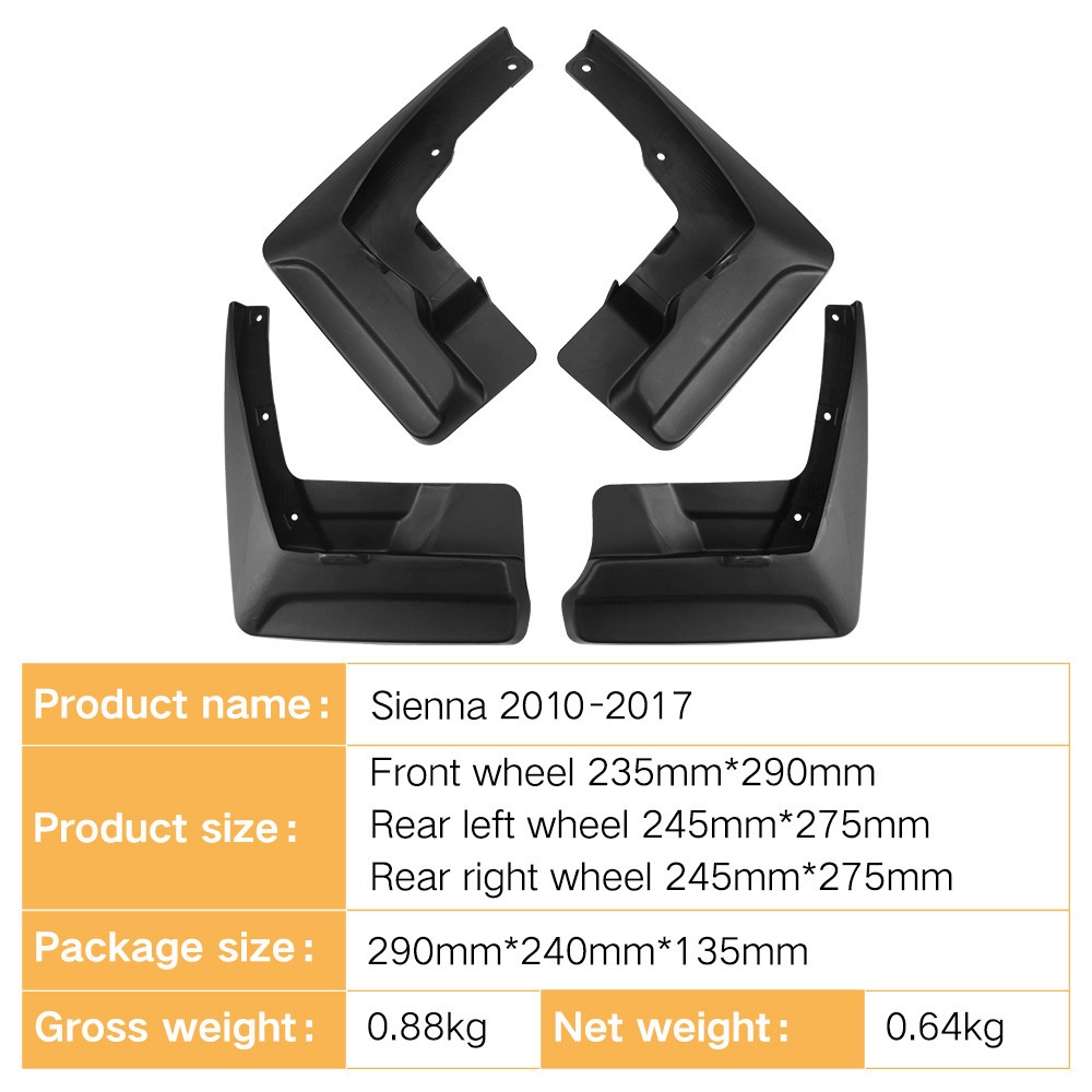 Mudguards for Toyota Sienna 2010-2017