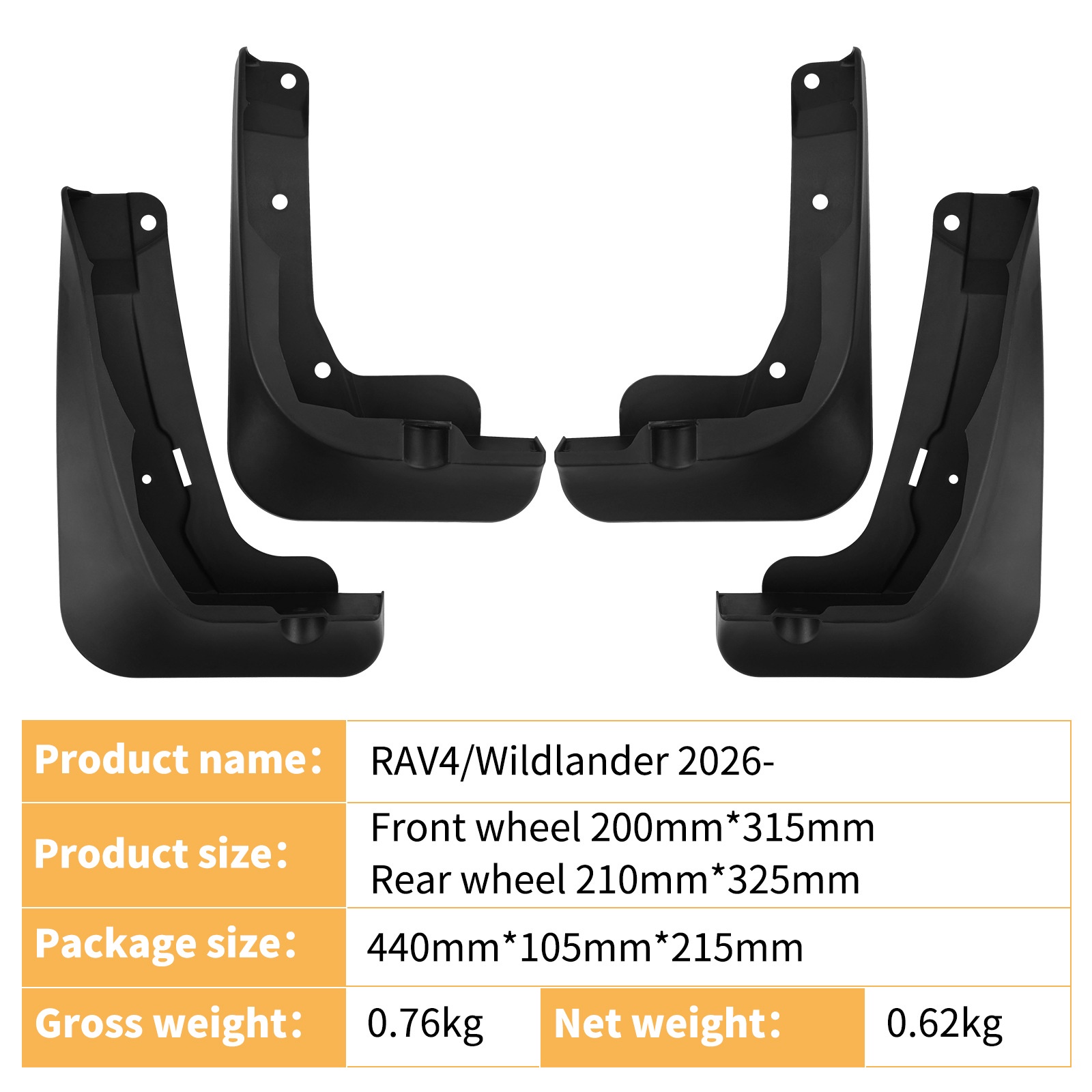 Mudguards for Toyota Wildlander RAV4 2026