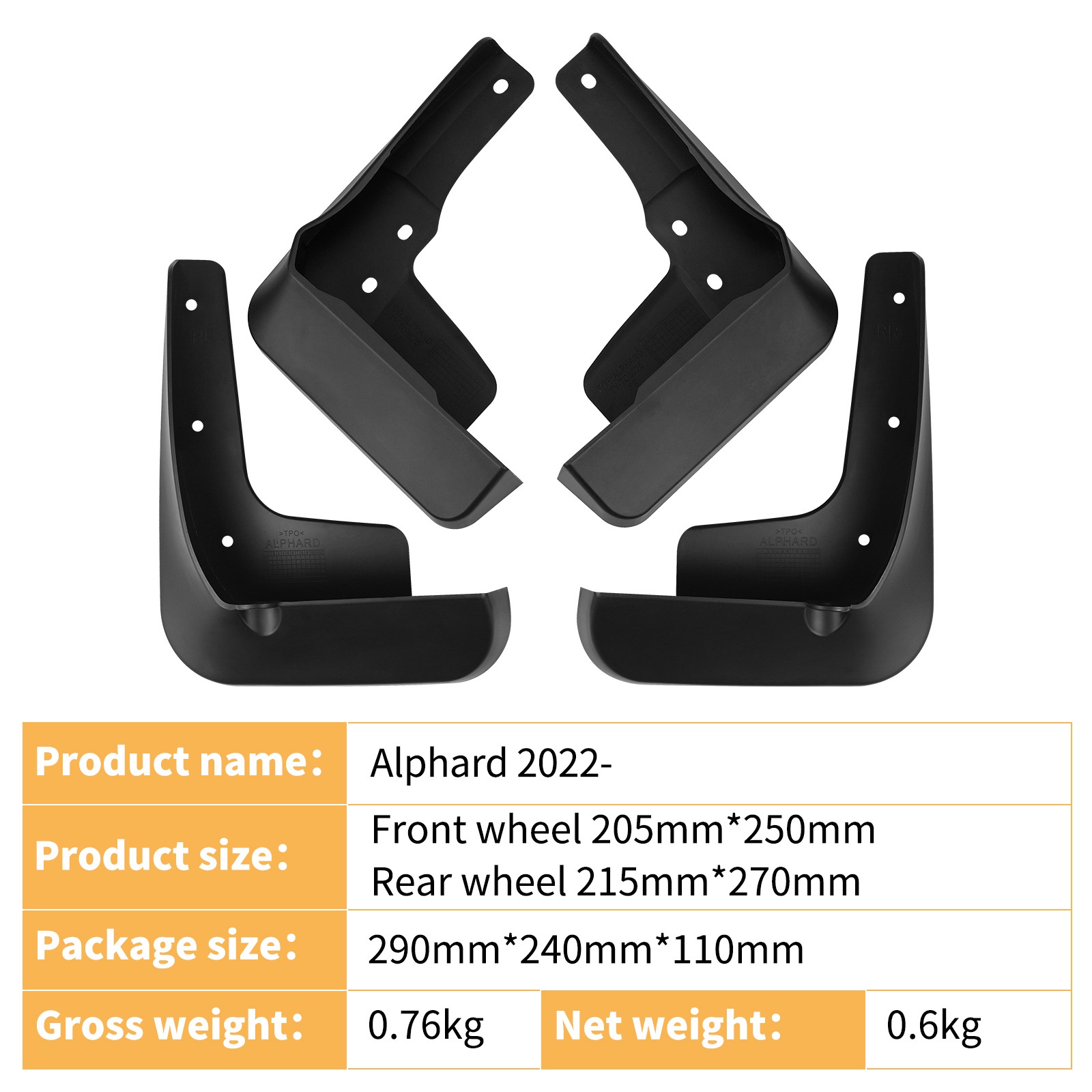 Mudguards for Toyota Alphard 2022-2025