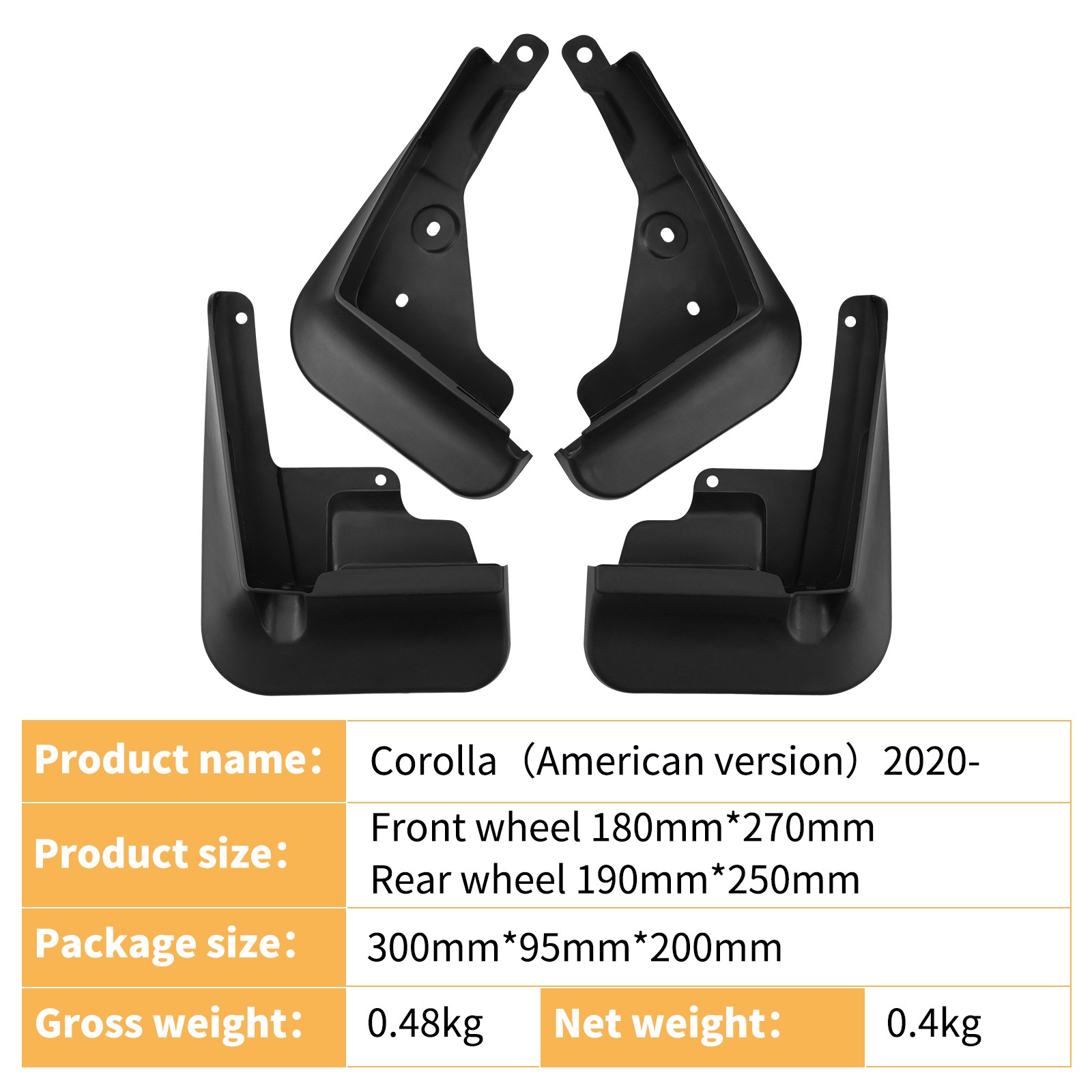 Mudguards for Toyota Corolla 2020-2025 US version