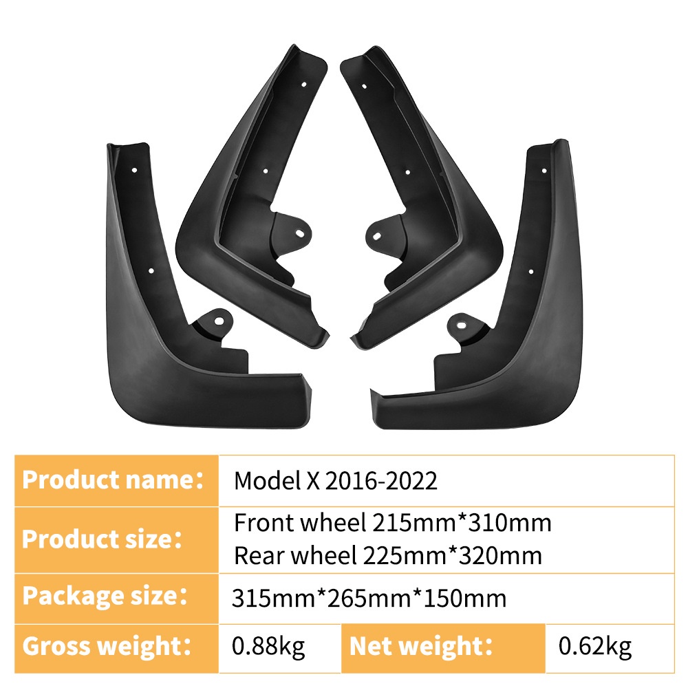 Mudguards for Tesla Model X 2016-2022