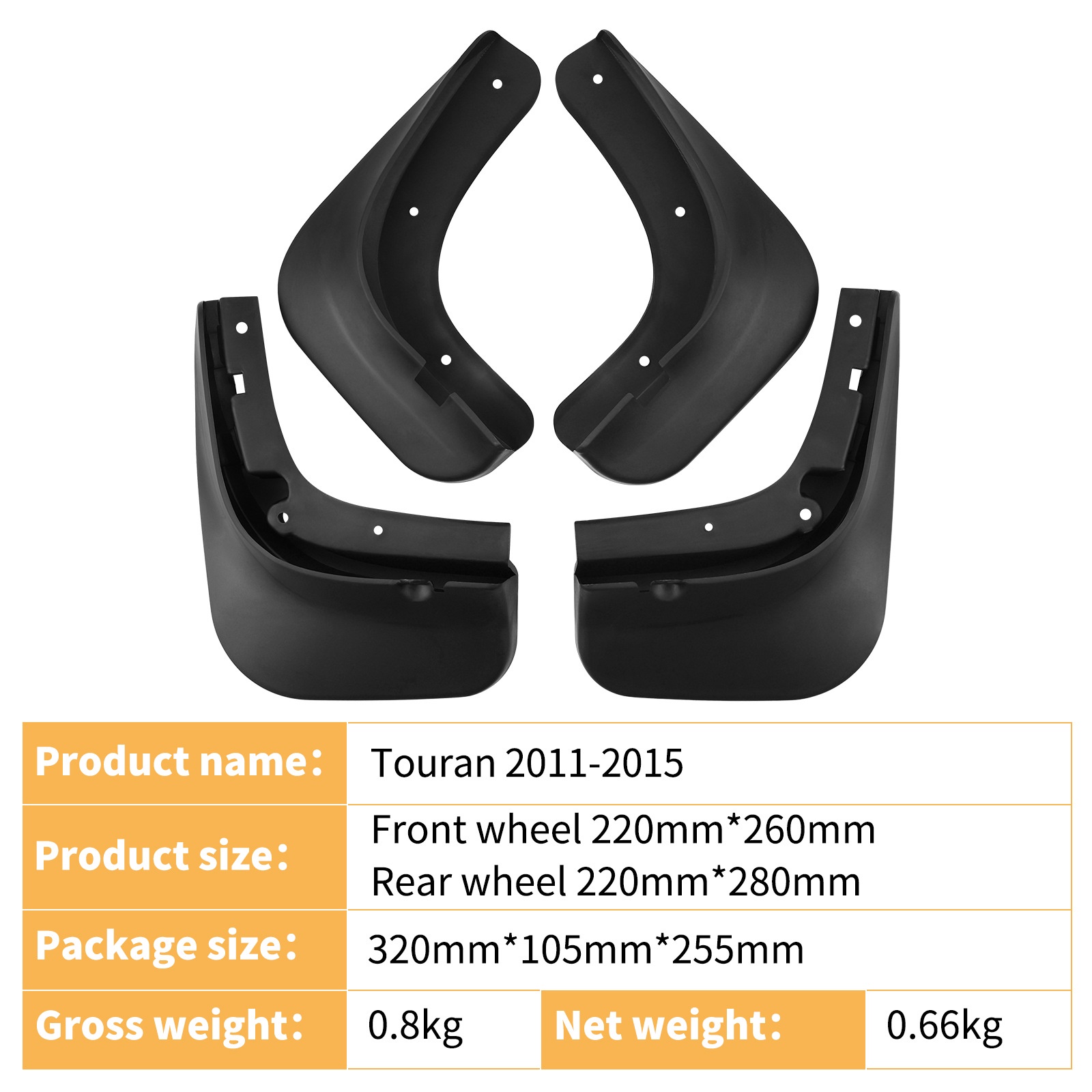 Mudguards for Volkswagen Touran 2011-2015
