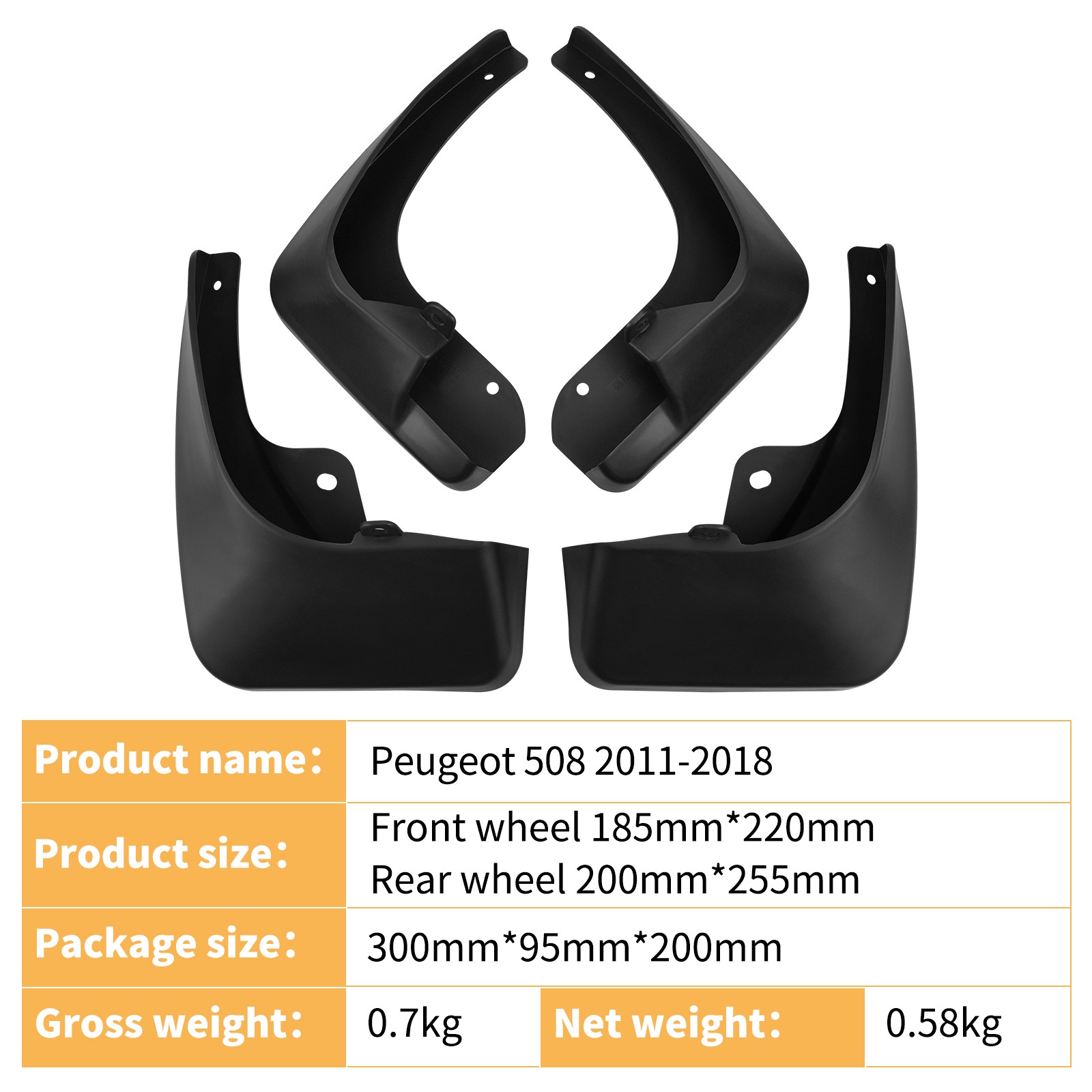 Mudguards for Peugeot 508 2011-2018
